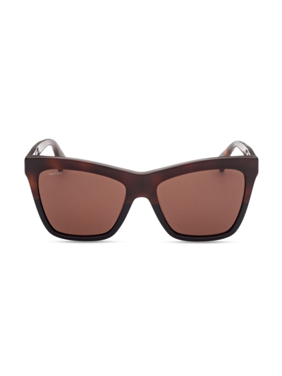 Shop Max Mara Women's 55mm Geometric Sunglasses In Dark Havana
