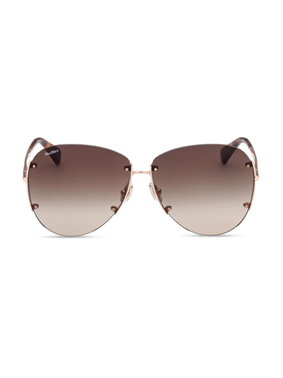 Shop Max Mara Women's 62mm Pilot Sunglasses In Gold