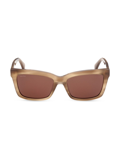 Shop Max Mara Women's 55mm Rectangular Sunglasses In Light Brown