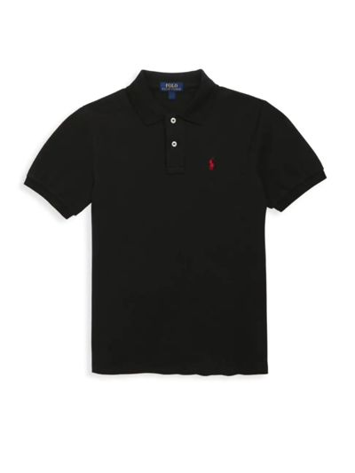 Shop Ralph Lauren Little Boy's & Boy's Classic Mesh Knit Polo In Black