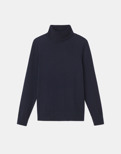Shop Lafayette 148 Petite Cashmere Turtleneck Sweater In Blue
