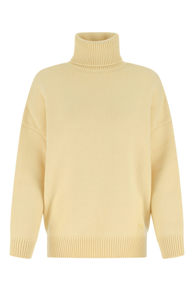 Shop Tory Burch Cream Wool Blend Oversize Sweater Yellow  Donna S