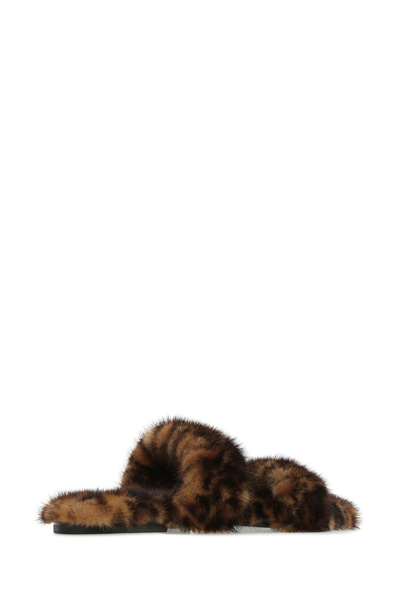 Shop Saint Laurent Printed Fur Slippers  Animalprint  Donna 40