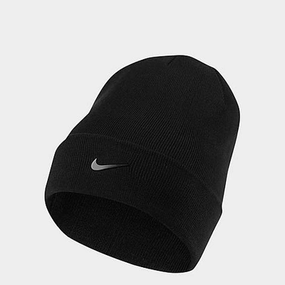 Shop Nike Sportswear Cuffed Swoosh Beanie Hat In Black/gunmetal