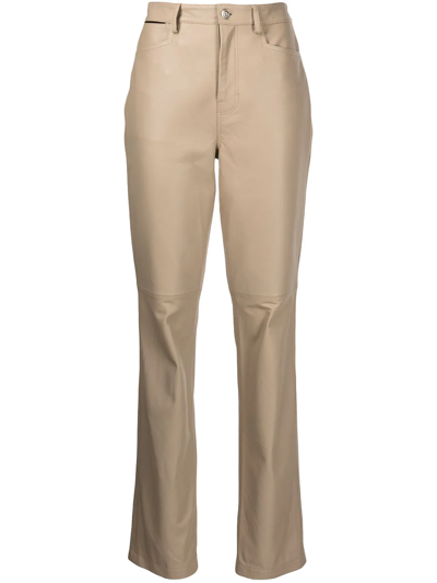 Shop Proenza Schouler White Label Straight-leg Leather Trousers In Neutrals