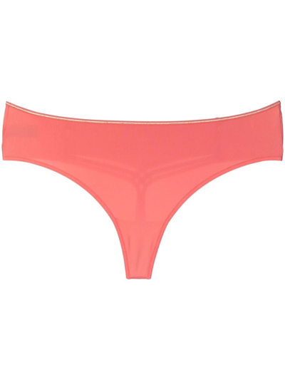 Shop Marlies Dekkers Lattice-strap Recycled Nylon Thong In Pink