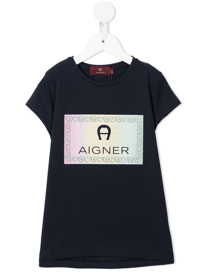 Shop Aigner Logo Cotton T-shirt In Blue