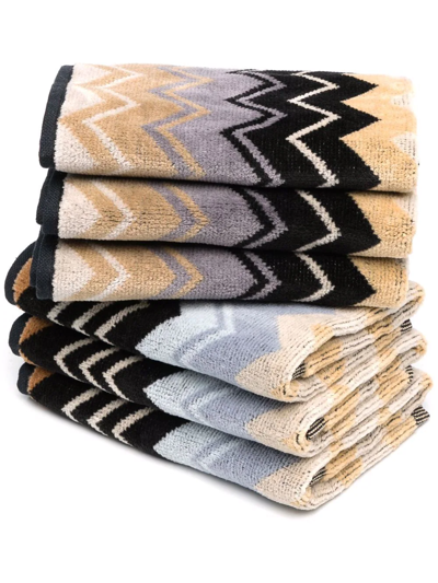 Shop Missoni Giacomo Face Towels (set Of 6) In Neutrals