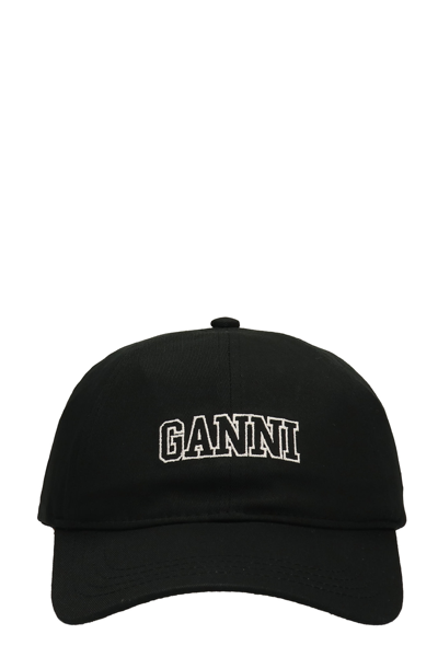 Shop Ganni Hats In Black Cotton
