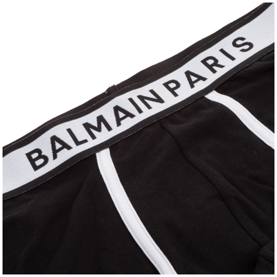 Shop Balmain Men's Cotton Underwear Boxer Shorts In Black