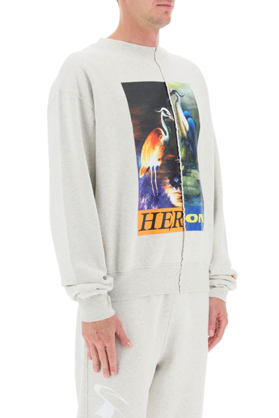 Shop Heron Preston Split Herons Crew Neck Sweatshirt In Yellow