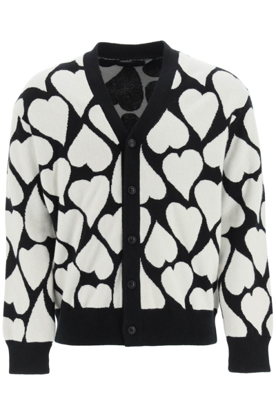 Shop Amiri Love Hearts Cardigan In White,black