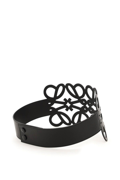 Shop Loewe Anagram Cut Out Leather Belt In Black