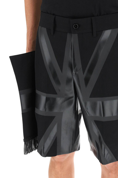 Shop Burberry Tailored Shorts With Flag Print In Black