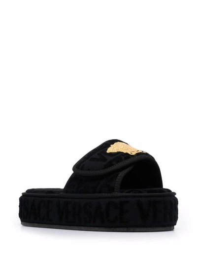 Shop Versace Men's Black Cotton Sandals