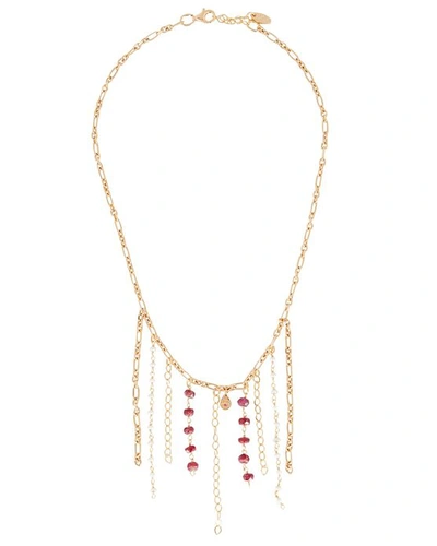 Shop Maison Irem Hazel Chain Fringe Necklace In Gold