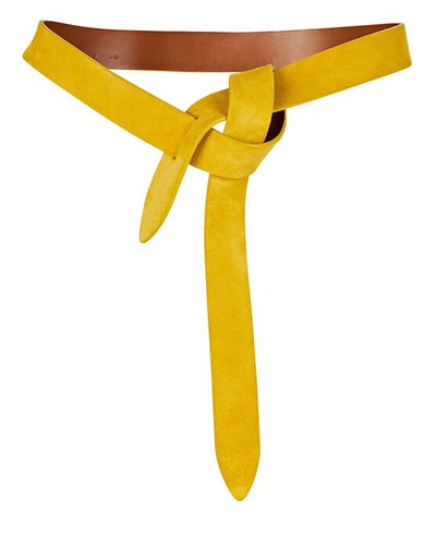 Shop Isabel Marant Lecce Knotted Suede Belt In Yellow