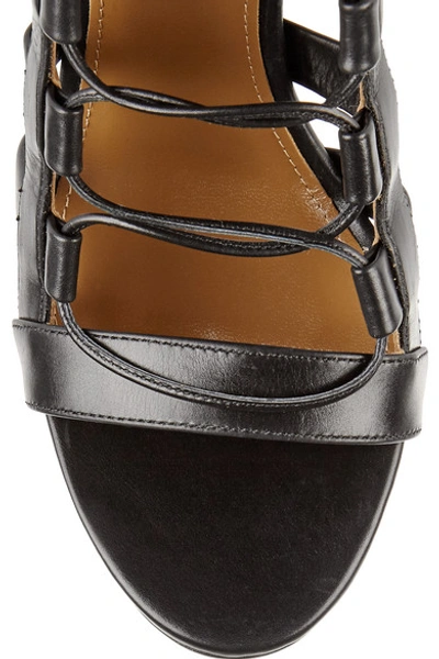 Shop Aquazzura Amazon Lace-up Leather Sandals In Black