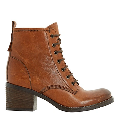 Dune Patsie Lined Leather Ankle Boots In Tan-leather