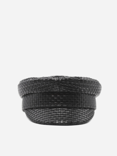 Shop Ruslan Baginskiy Leather Baker Boy Hat In Black