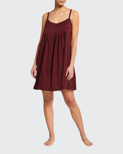 Shop Hanro Juliet Pleated Chemise In Berry Red