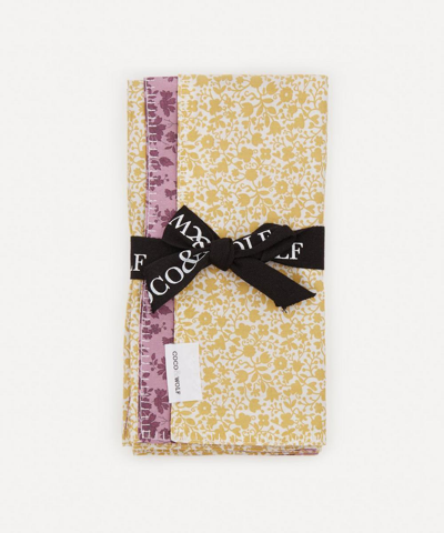 Coco & Wolf Floral Stencil And Capel Patchwork Napkins Set Of Two In Assorted