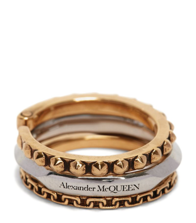 Shop Alexander Mcqueen Rings (set Of 3) In Black