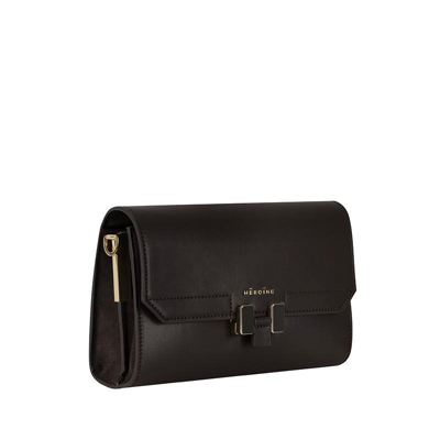 Shop Maison Häroã¯ne Shoulder Bag Lilia Tablet Mini Recycled Smooth Leather In Black