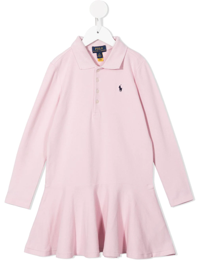 Shop Ralph Lauren Embroidered Polo Dress In Pink