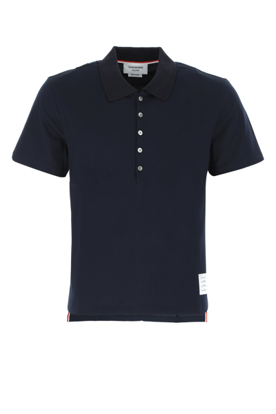 Shop Thom Browne Logo Polo Shirt In Blue