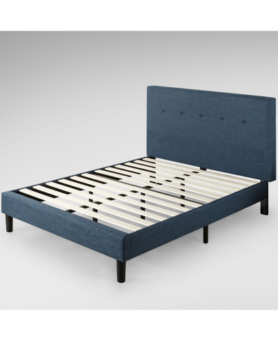 Shop Zinus Omkaram Upholstered Navy Platform Bed / Wood Slat Support, Queen