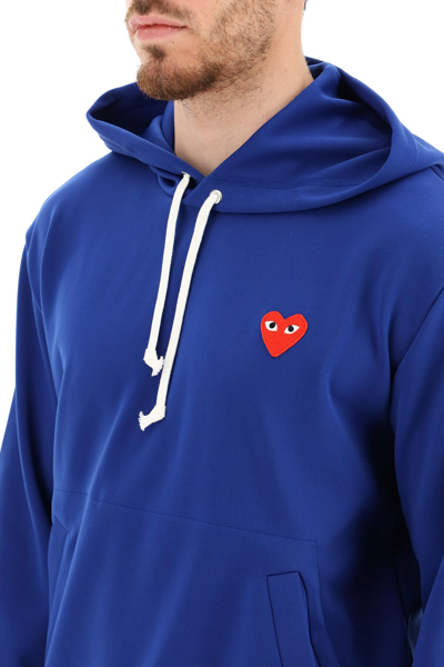 Shop Comme Des Garçons Play Hooded Sweatshirt In Blue