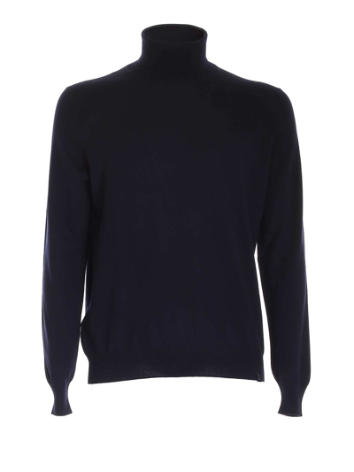 Shop Fay Roll Neck Knitted Pullover In Navy