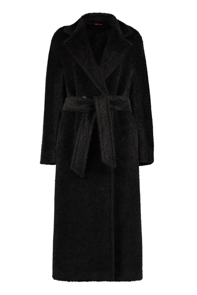 Max Mara Studio Genarca Wrap Coat In Black | ModeSens