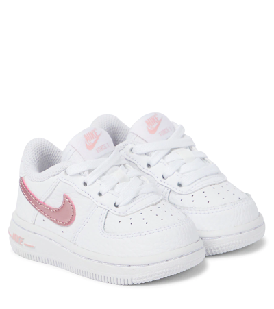 Shop Nike Air Force 1 Leather Sneakers In White/pink Glaze