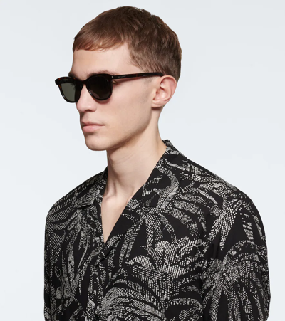 Saint Laurent Round-frame Acetate Sunglasses In Havana-havana-grey