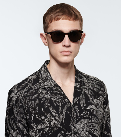 Saint Laurent Round-frame Acetate Sunglasses In Havana-havana-grey
