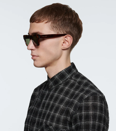Saint Laurent Square-frame Acetate Sunglasses In Havana-havana-green