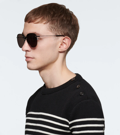 Saint Laurent Round-frame Sunglasses In Black-black-black