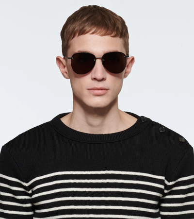 Saint Laurent Round-frame Sunglasses In Black-black-black
