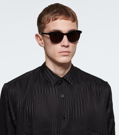 Saint Laurent Round-frame Acetate Sunglasses In Black-black-black