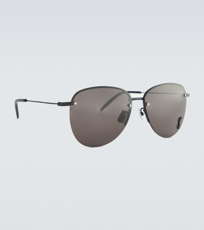 Saint Laurent Round-frame Sunglasses In Black-black-black