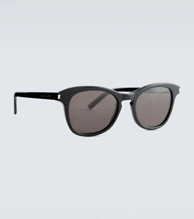 Saint Laurent Round-frame Acetate Sunglasses In Black-black-black