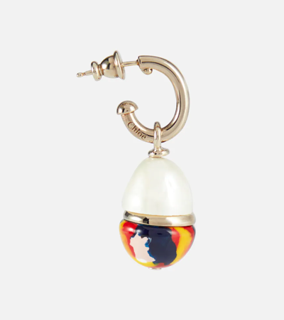 Chloé Darcey Gold-tone, Pearl And Enamel Single Earring In Multicolor 2