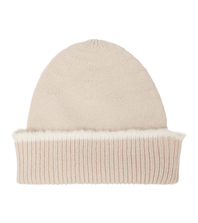 Shop Barrie Ribbed-knit Cashmere Beanie In Beige