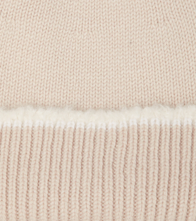 Shop Barrie Ribbed-knit Cashmere Beanie In Beige