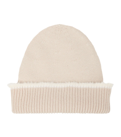 Shop Barrie Ribbed-knit Cashmere Beanie In Beige