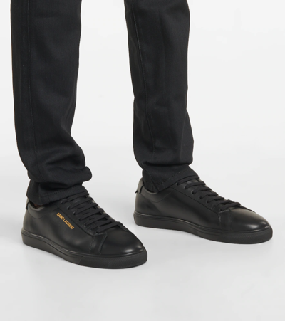Shop Saint Laurent Andy Leather Sneakers In Nero