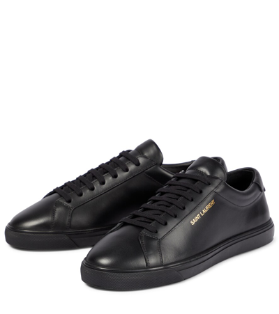 Shop Saint Laurent Andy Leather Sneakers In Nero