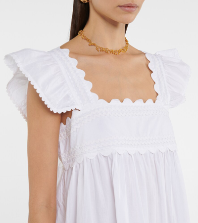Shop Juliet Dunn Baby Doll Embroidered Cotton Mini Dress In White